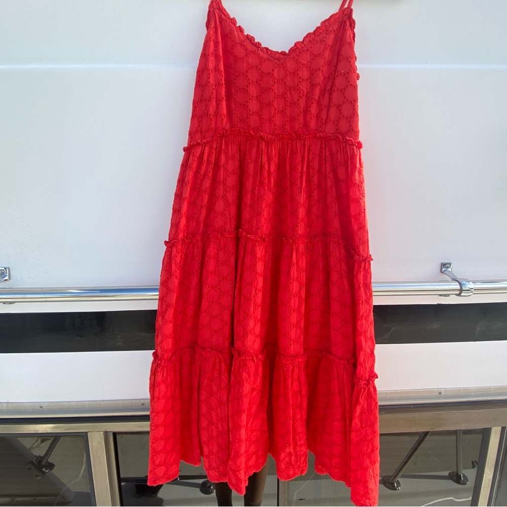 Red Lace Eyelet SunDress Size M